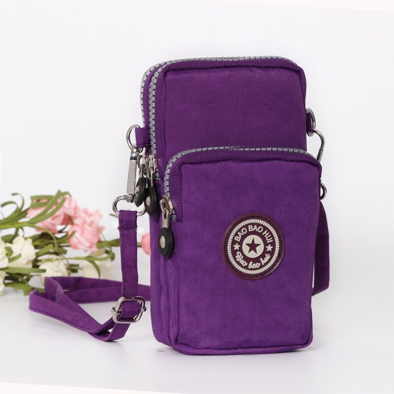 Women Shoulder Bag Oxford cloth Arm Band Bags Crossbody Bags Mobile Case Running Armband Bag For Huawei Gym Bag: Purple