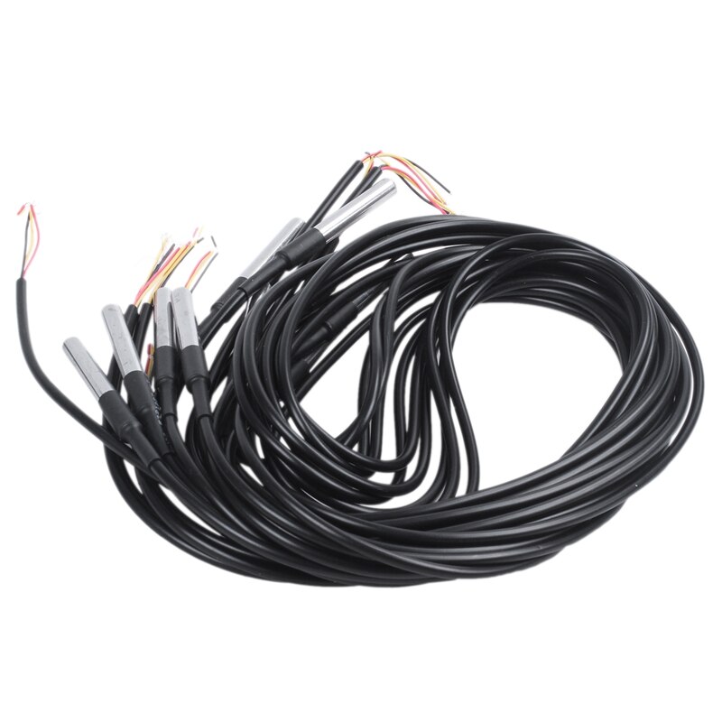 DS18b20 Waterproof Temperature Sensors Temperature Transmitter 10pcs) Black