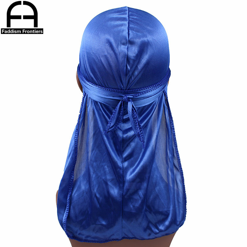 Unisex Women Men Silk Durag Turban Hat Wigs Biker Headwear Headband Hair Accessories Long Tail Straps Bandanas Silky Durags: Blue