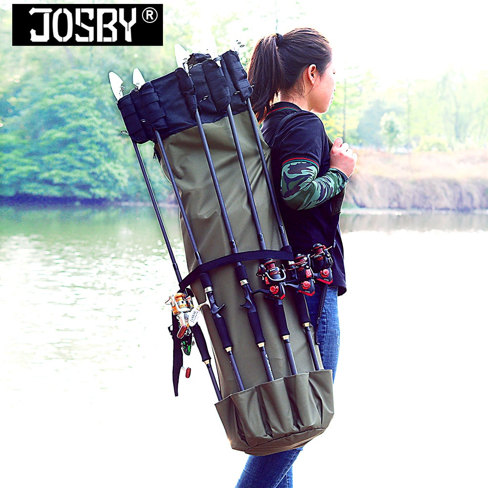 Multifunctional Folding Fishing Rod Bag Portable Lure Carrier Case Pole Storage Backpack Reel Case Fishing Tackle Bag