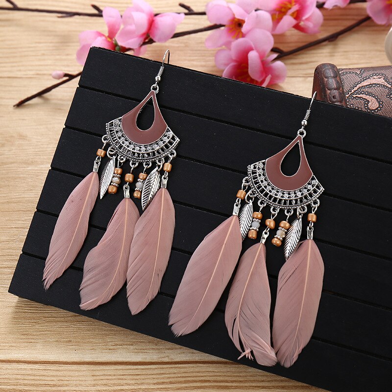 2020 artystyczny z piórkiem Kolczyki Tassel Ohrringe srebrny kolorowy ze stopu Vintage kreatywne Kolczyki Boho Indian biżuteria Kolczyki: Style 3
