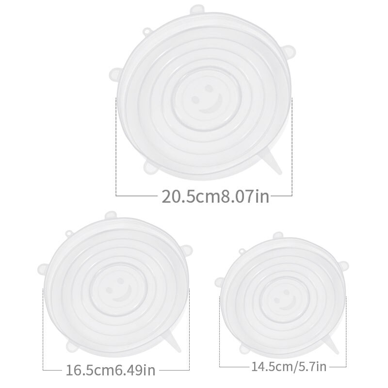 Couvercles réutilisables en Silicone extensibles, 6 pièces, bouchons frais, couvercle pour casserole, Pot, micro-ware, extensibles, couvercle magique: 3pcs