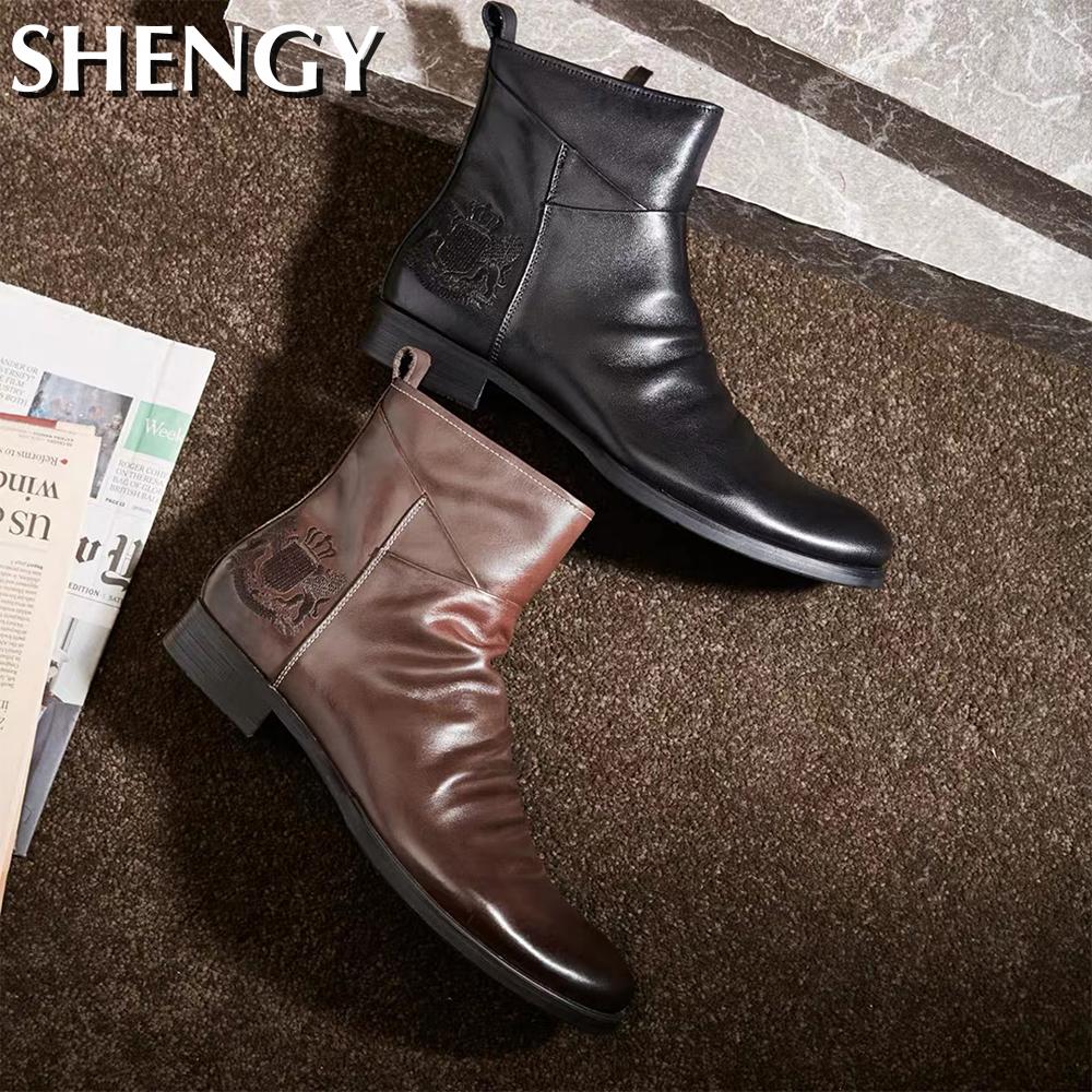 Men Boots Autumn Shoes Male Leather Casual Ankle Boots Men's Breathable Anti-Slip Luxury Business Oxford Shoes