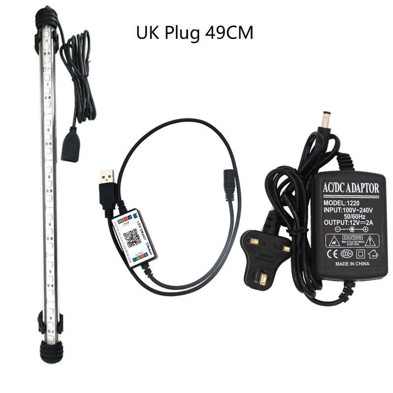 RGB Waterproof Aquarium Led Lighting For Fish Tank Led Light Lamp For LED Aquarium Light In The Aquarium Marine Timer Controller: 49CM UK Plug