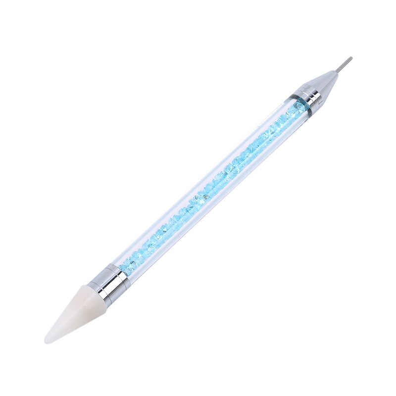 Mode Dubbele Punt Boor Pen Nail Schilderij Borstel Darwing Borstel Set Dot Pen Eyeliner Streep Gradiënt Tool Nail Accessoires: blue