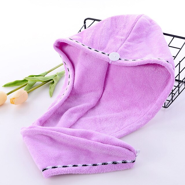 Serviette absorbante en microfibre pour cheveux secs, chapeau Turban épais pour envelopper la tête, outil de bain: Light Purple