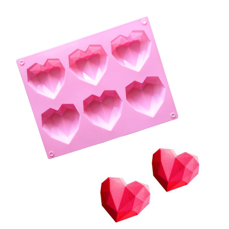 1 pièces Silicone Fondant moule coeur diamant gâteau chocolat moule Non toxique ustensiles de cuisson forme bricolage savon pâtisserie outils accessoires de cuisine