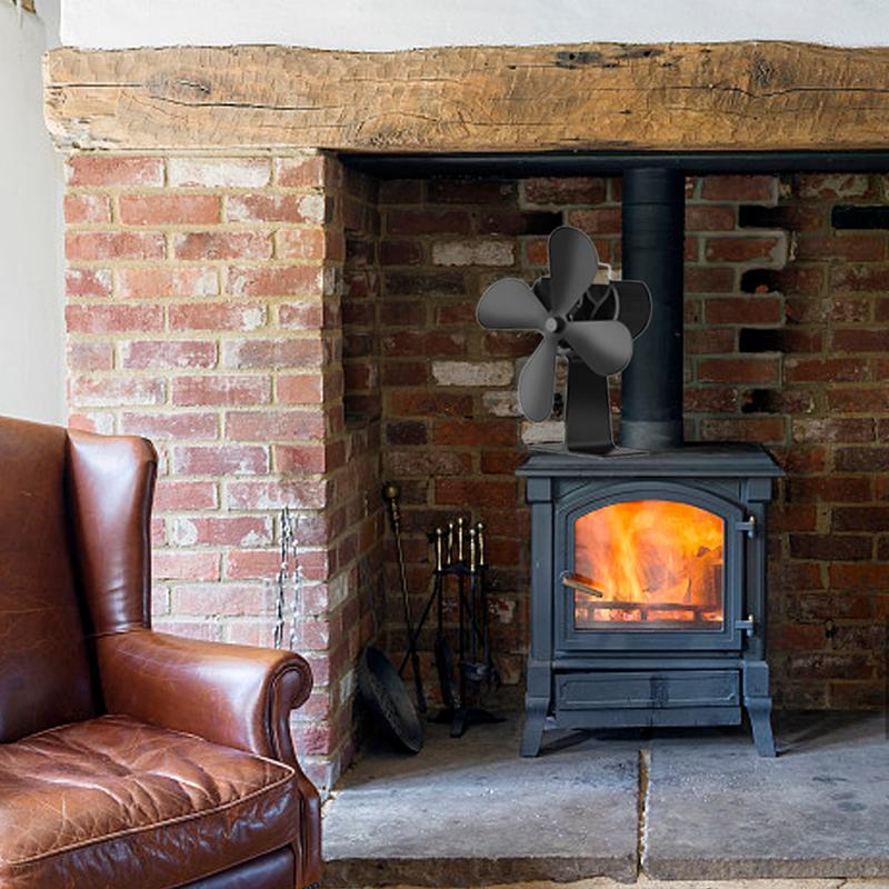 4 klingen Wärme Versorgt Herde Fan Protokoll Holz Brenner Ecofan Ruhig Schwarz Heimat Kamin Fan Effiziente Wärme Verteilung