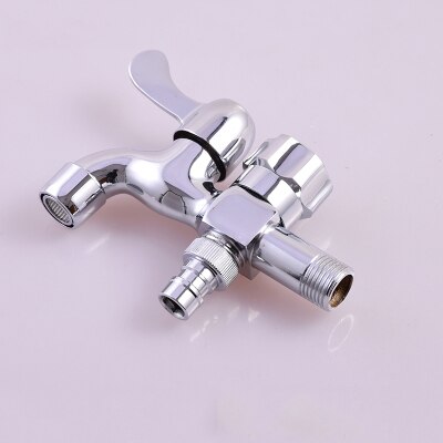 Brass Washing Machine Faucet Kitchen Bathroom Faucet Double Outlet Mixer Sink Faucet Wall Mounted Chrome Mop pool Bibcock Taps: 1