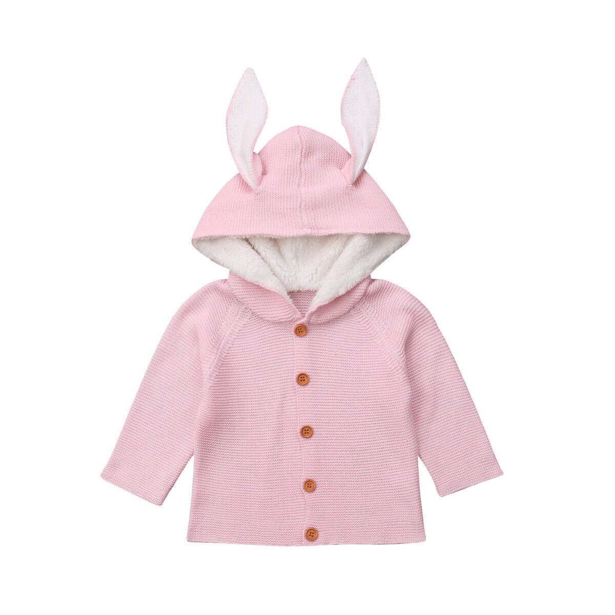 0-24M Pasgeboren Baby Meisje Winter Kleding Jongen Gebreide Truien Leuke Pasen Oor Hooded Vesten Jas Bovenkleding Warm kleding: Pink 3D Bunny Ear / 6m