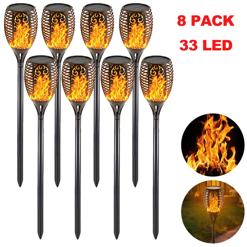 12LED 33LED Solar Flame Torch Light Flickering Waterproof Garden Decor Landscape Lawn Lamp Path Lighting Torch Outdoor Light