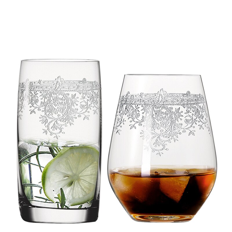 Snidade blommor kristallglas kopp tumlare glas whisky te juice glas vin koppar bar hotell fest bröllop drinkware