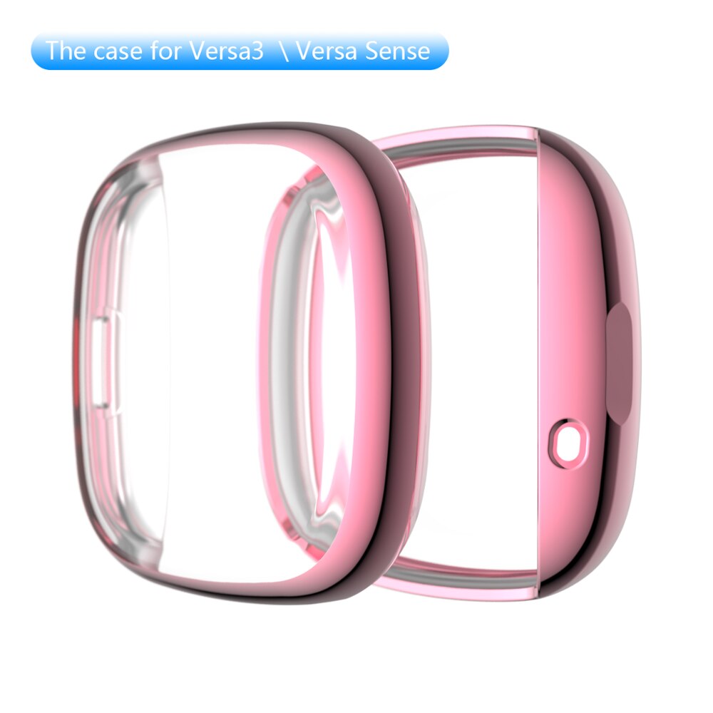 Blødt tpu etui til fitbit versa 3 / fitbit sense vandtæt ur skal cover skærmbeskytter til fitbit versa 3 fuld cover cover: Lyserød / Fitbit fornuft