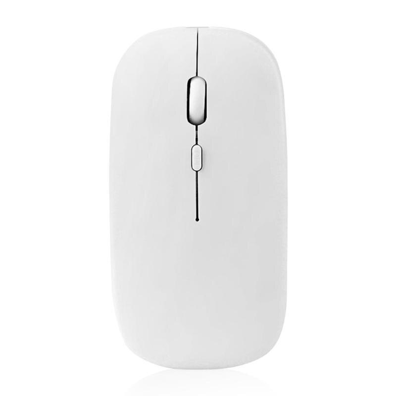 2.4g trådlösa mus tyst knapp mus för bärbar dator notebook chromebook dator kontor optiska laddningsbara smala möss: Vit