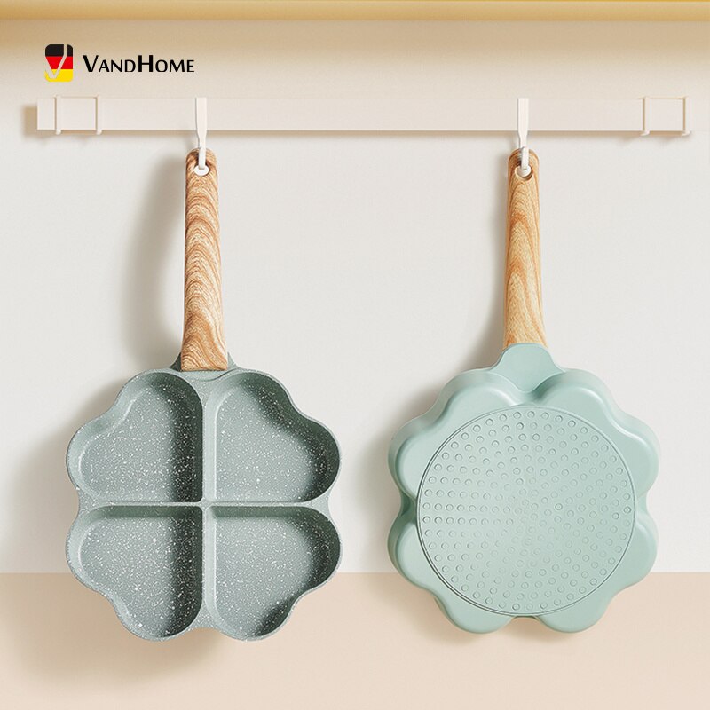 WORTHBUY 4 Holes Frying Pan Pot Non-Stick Saucepan For Hamburger Egg Omelet Pancake Pan Thickened Cooking Pan Kitchen Cookware