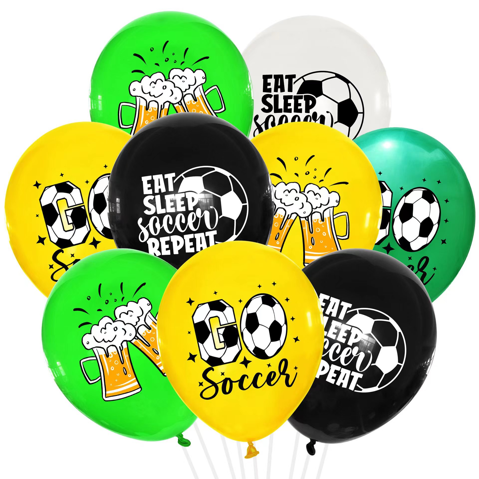 Decoraciones de de cumpleaños de fútbol para niños, globos de temática de fútbol, juego de vajilla para niños, platos de papel, servilletas, tazas, bandera: YELLOW