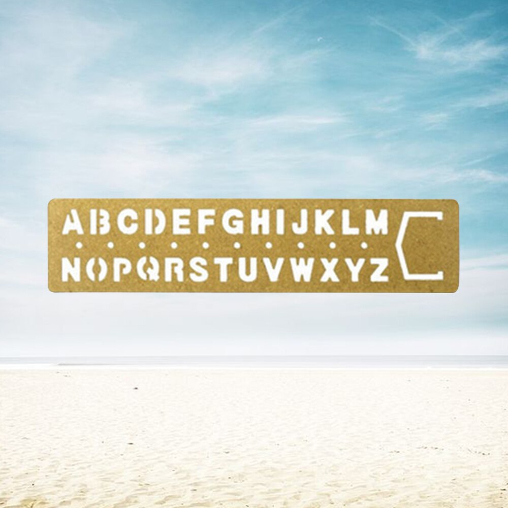 Retro Brass Multifunction Drawing Template Ruler Alphanumeric Hollow Metal Ruler DIY Handwriting Learning Tool Ruler