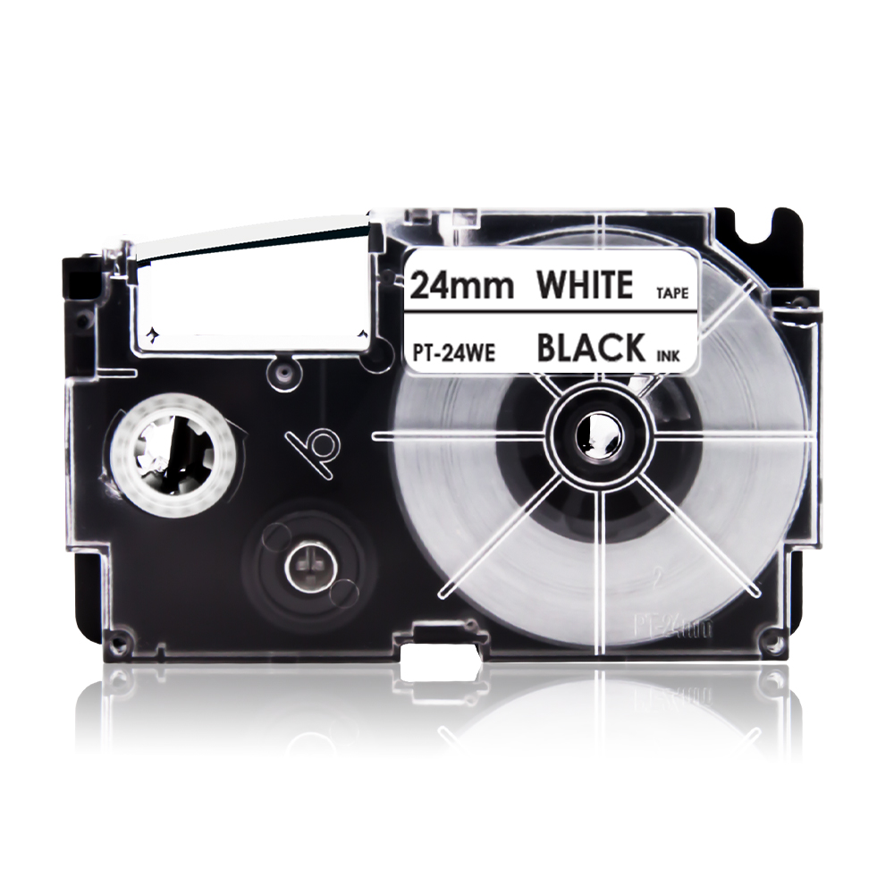10PK 24mm Black on White for Casio Label Tape XR24WE XR-24WE Compatible Casio Label Maker CW-L300 KL-430 KL-7000 KL-8100 KL-C500
