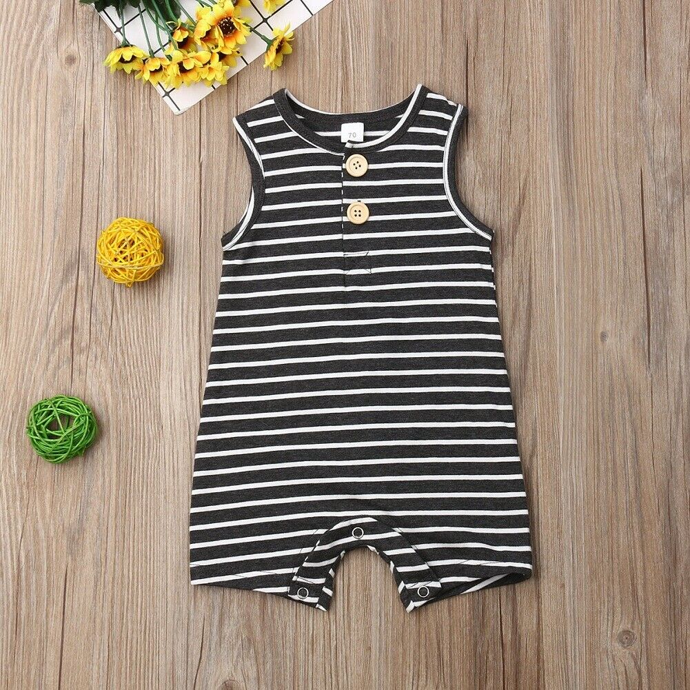 0-24 Baby Baby Jongen Meisje Gestreepte Romper Kleding Mouwloze Gestreepte Rompertjes Zomer Outfit