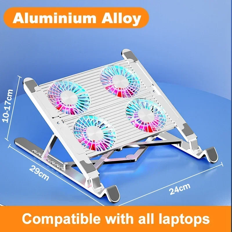 Spielen-Laptop-Ständer aus Kunststoff/Legierung, faltbar, verstellbar, Laptop-Kühlpad mit 4 Lüfterbasis, Laptop-Lüfter, Kühlbasis, Notizbuch-Kühler: Orange