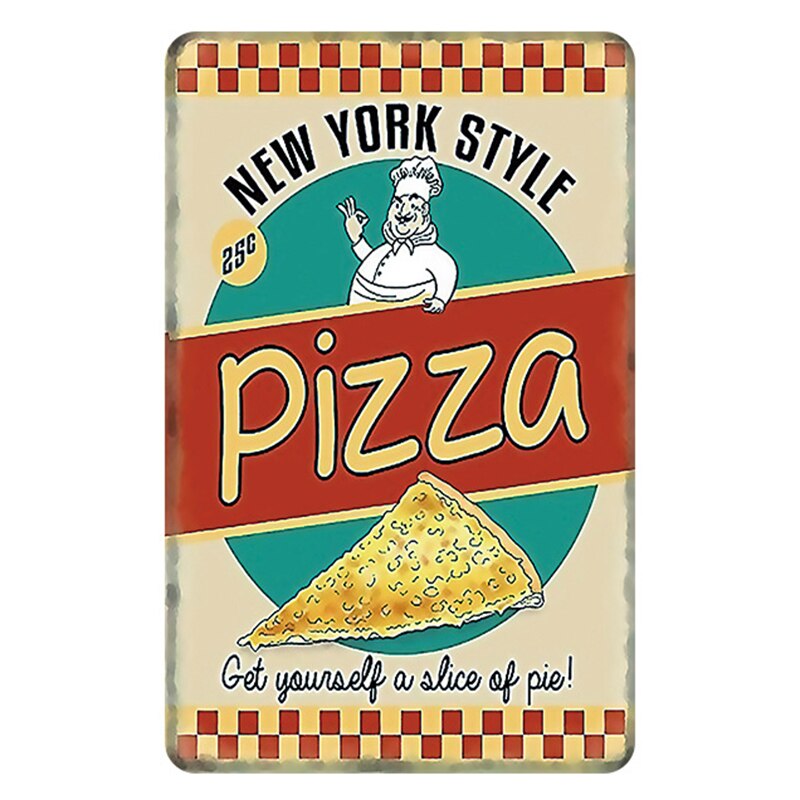 Pizza kyltti pizza ravintola ravintola retro peltimaalaus vintage metallikuva seinäkoristelu amerikkalainen minimalistinen tyyli: 8