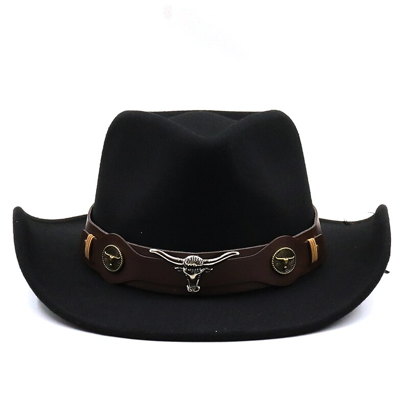 Women Men Hollow Western Cowboy Hat With Tauren Belt Winter Autumn Jazz Outback Jazz Toca Sombrero Cap Size 56-58CM