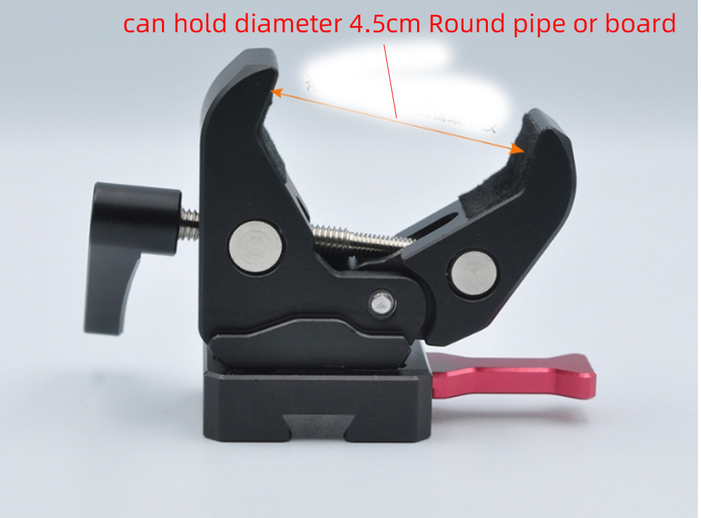 V-Mount Lock Battery Adapter with Clamp and quick release plate for Mounting to Light Stand Tripod.