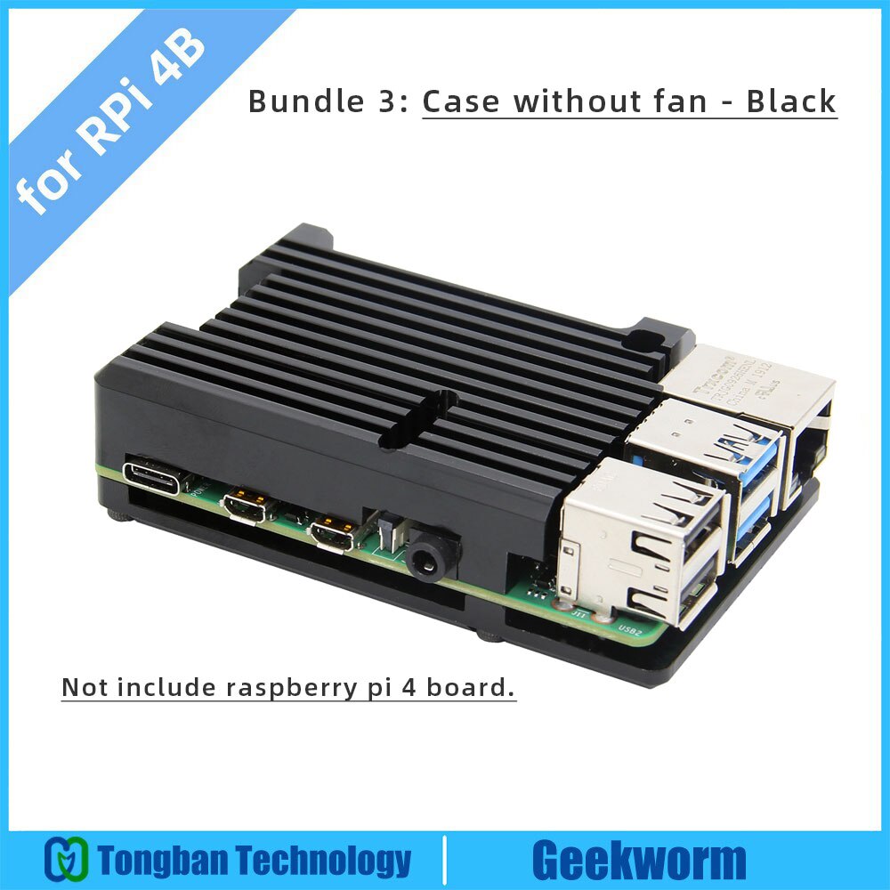 Raspberry Pi 4 Passive Cooling Case, Pi 4B Armor Aluminum Alloy Case/ Metal Enclosure Heat Dissipation for Pi 4 Model B: Bundle 3