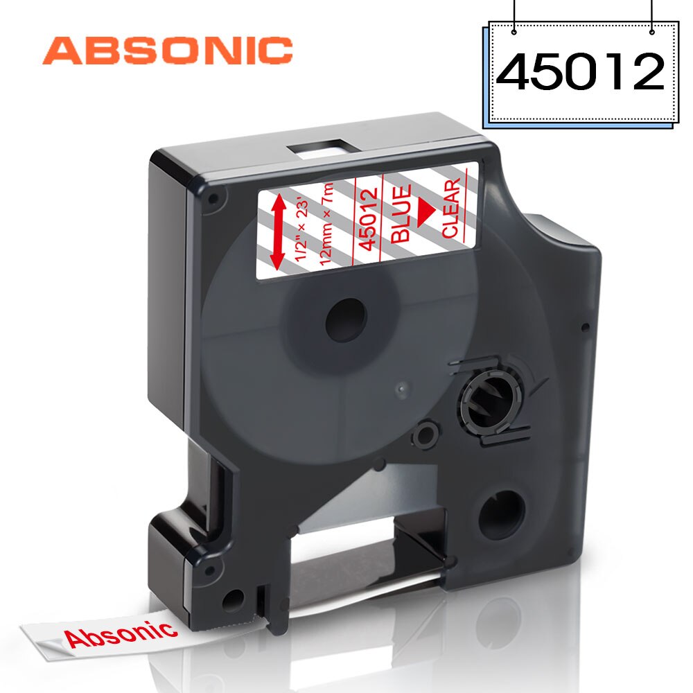 Absonic 1PCS 45014 Blue on White 12mm Label Tape Mixed Colors for DYMO D1 45013 Tapes for DYMO LabelManager 160 280 Label Maker: Red on Clear