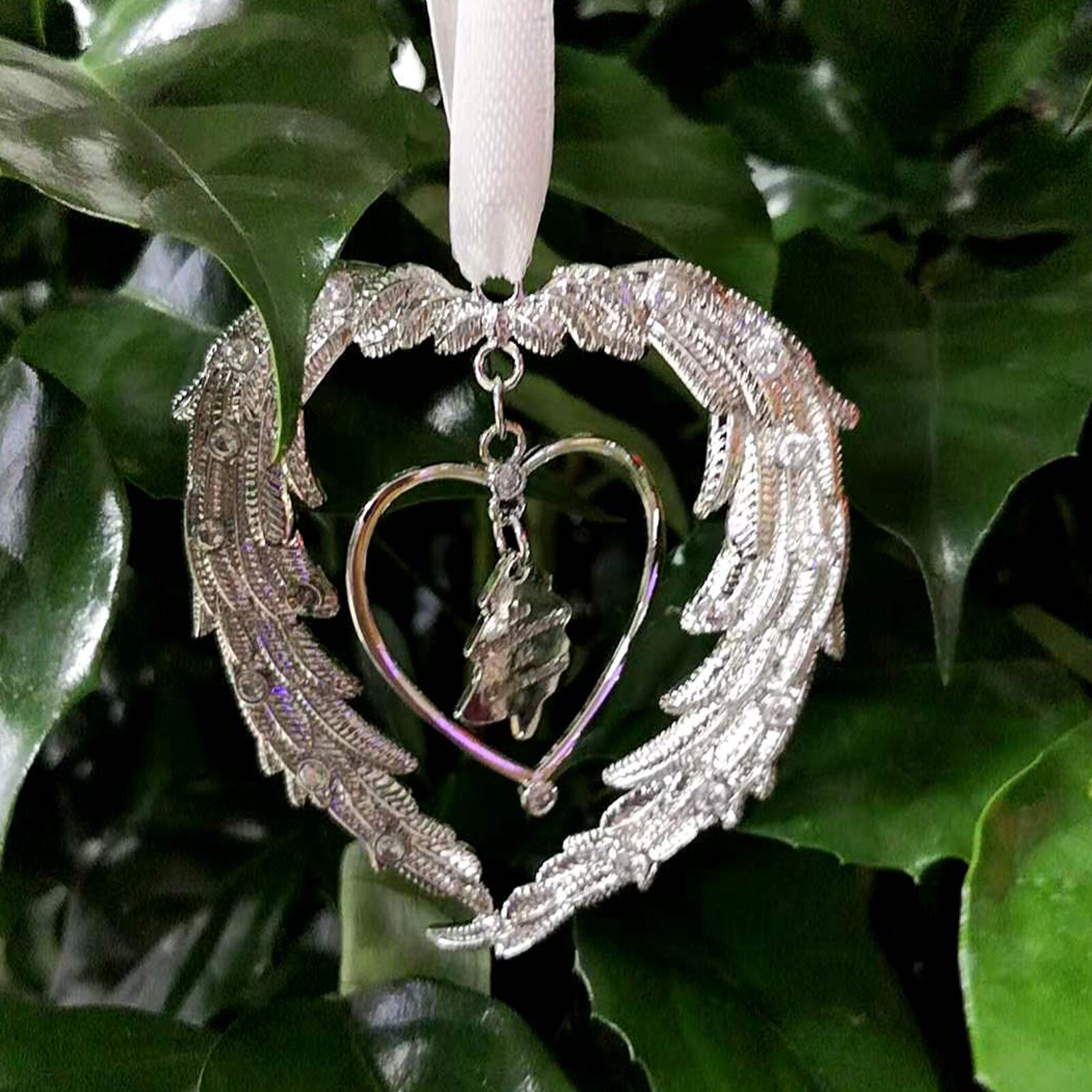 Christmas Memorial Angel Wing Decoration Pendant In Our Hearts At Christmas Tag Ornaments Commemorative Hanging Decor