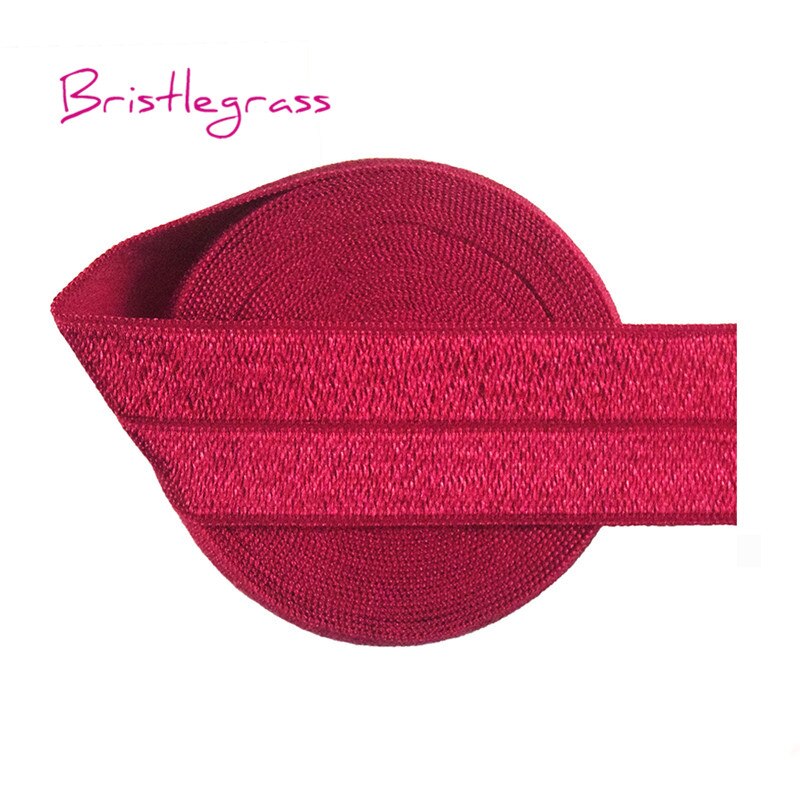 50 yardas 1 "25mm sólido brillante FOE doblar sobre Spandex elástico satinado bandas de la cinta del pelo, vestido de la corbata DIY costura: Scarlet