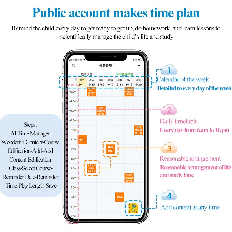 Tenwin Smart Time Manager Alarm Clock Early Education Plan Timing Reminder Digital Display Rechargeable AI Voice Dialogue 7530