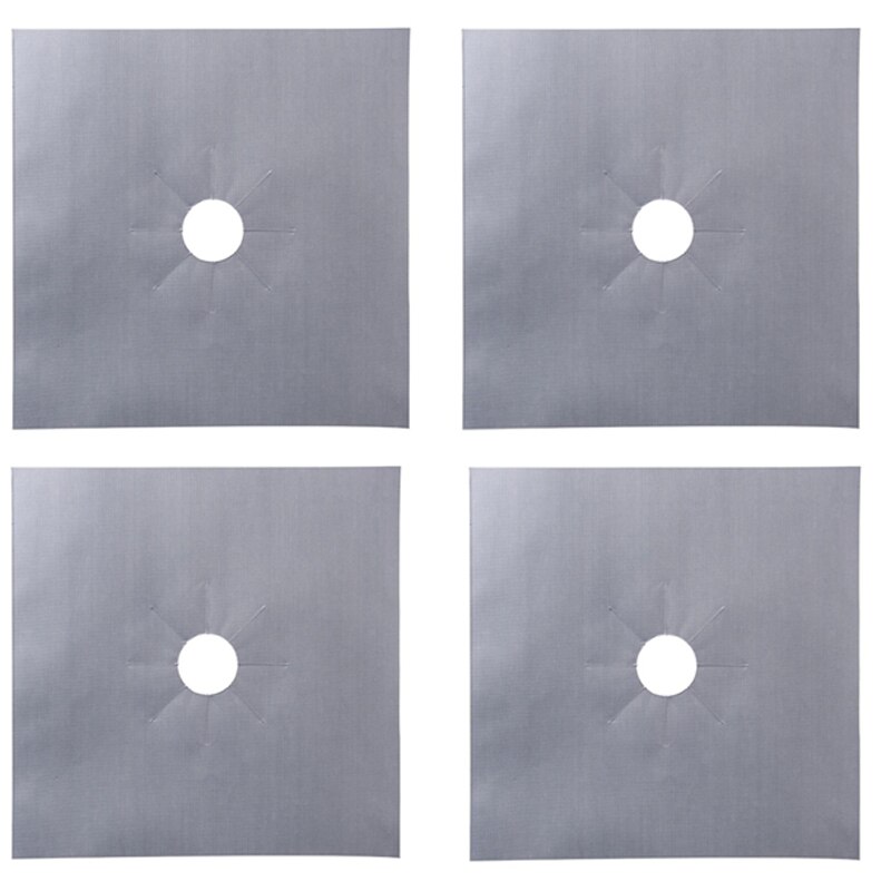 4 stk/sett gasskomfyrbeskytter komfyrdeksel liner clean mat pad kjøkken gasskomfyr komfyrbeskytter kjøkkentilbehør #t #1: 4 stk sølv