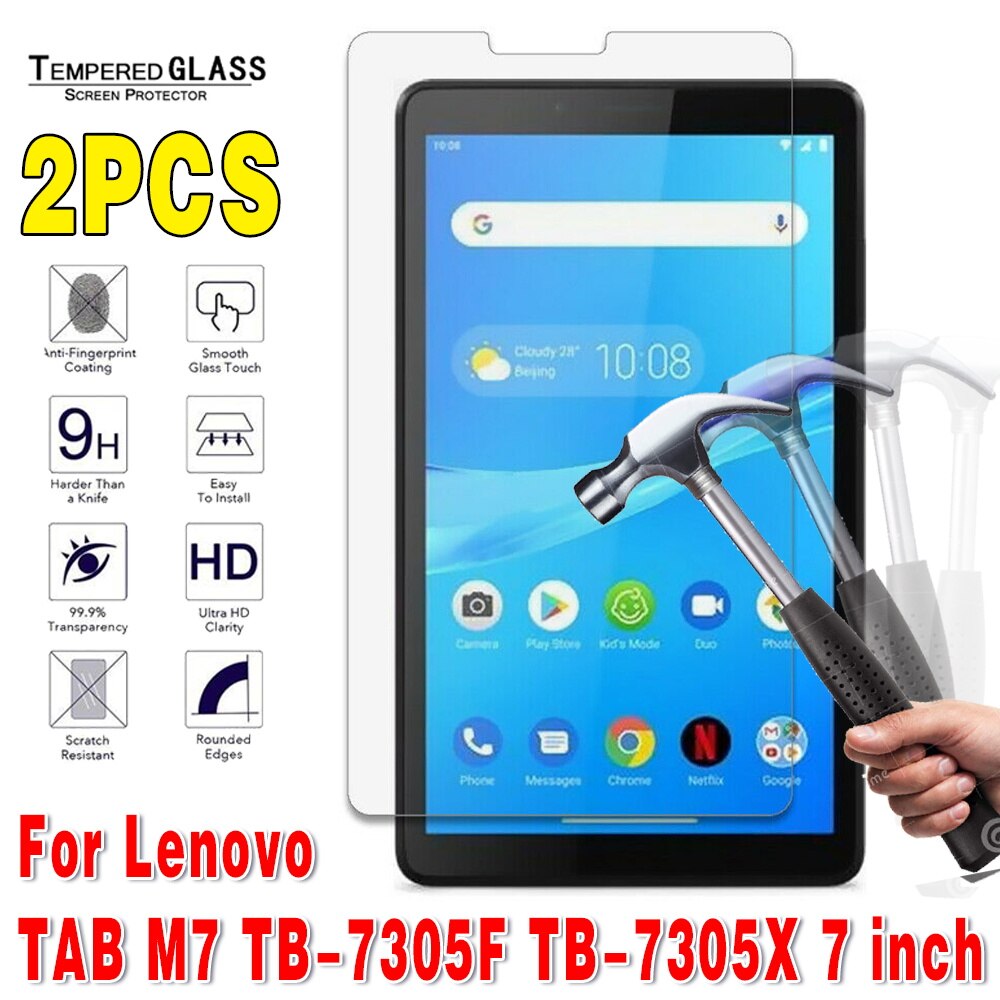 2Pcs Tempered Glass for Lenovo Tab E7 E10 M7 M8 M10 TB-X605F/M10 FHD PLUS 10.3 inch Full Cover Protective Screen Protector Film: TAB M7 7305F 7305X