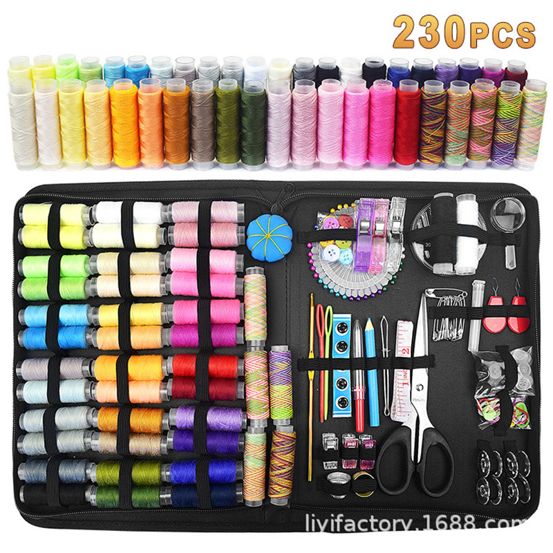 Caja de costura multifunción, Kit de viaje de 68-230 piezas, bolsa de almacenamiento de hilo de aguja de puntada, tela artesanal, de Navidad para mamá