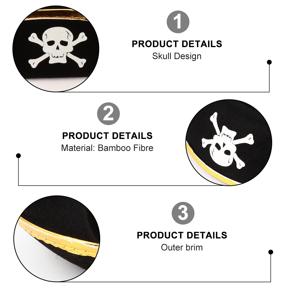 2pcs Pirate Hats Skull Pattern Pirate Captain Costume Caps for Adults and Kids