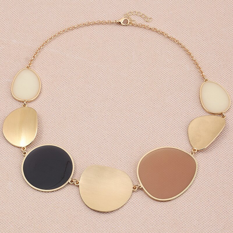 Overdreven Grote Verklaring Gold Metal Enamel Choker Ketting Voor Vrouwen Vrouwelijke Party Korte Kraag Sleutelbeen Keten Ketting Sieraden