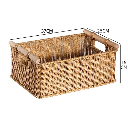 Storage basket folding storage basket Hand-woven straw rattan magazine storage basket weaving basket bamboo basket toy storage: 23