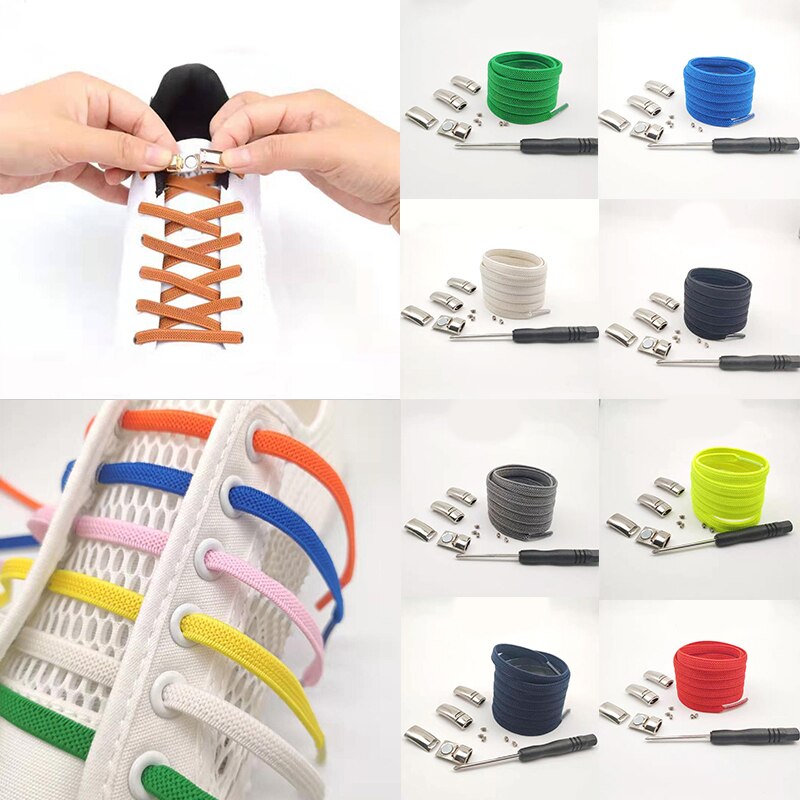 1 par magnetiska skosnören elastiska färgglada platta skosnören utan slips skosnöre barn vuxna sneakers lata snören en storlek passar alla skor