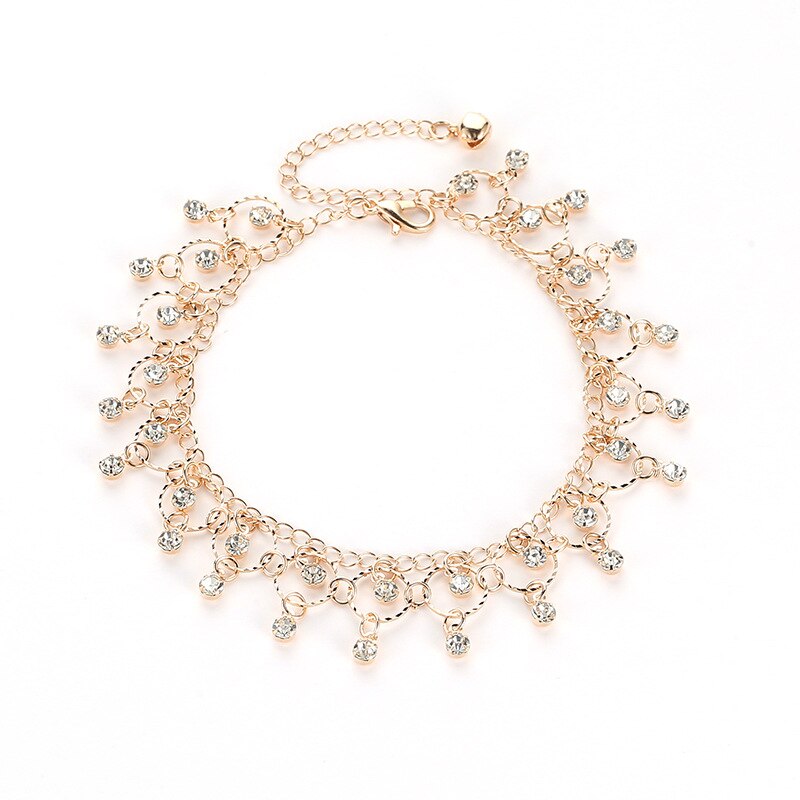Danymia 2022 bracciale alla caviglia con nappa in oro a piedi nudi per donna catena regolabile con strass gioielli cavigliere accessori per piedi da spiaggia