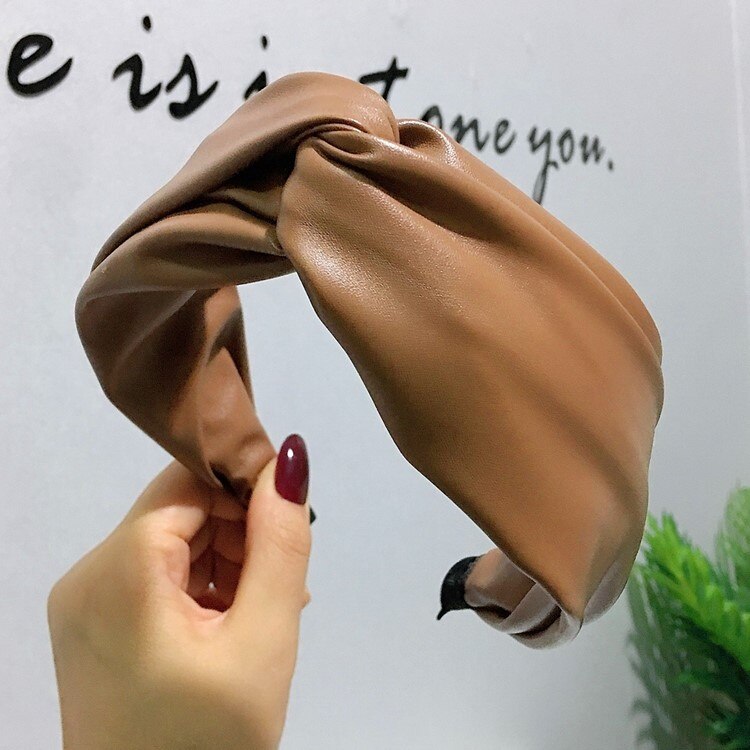 Pu Lederen Hoofdband Voor Vrouwen Effen Kleuren Brede Zijde Haarbanden Hoofddeksels Haarband Haar Hoepel Hairwear Haar Accessaries Voor Meisjes