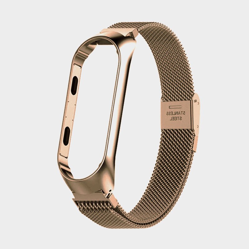 Pulsera inteligente para Xiaomi mi Band 3 4 mi Band 4 3 correa de Metal de acero inoxidable Z2: Champagne / For mi band 4