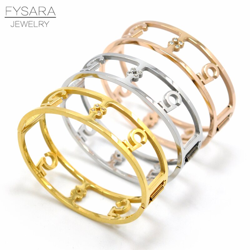 Fysara rostfritt stål ihåliga nummer 5 armband & armband för kvinnor manschett breda armband lyxiga klassiska smycken för bästa vän