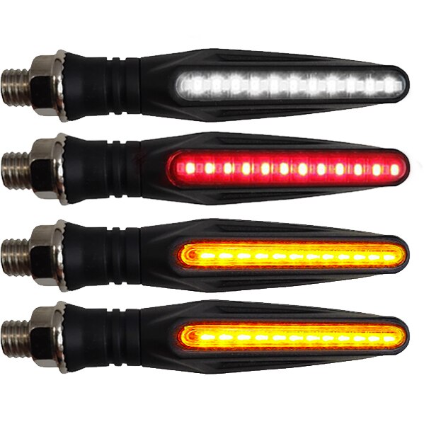 Luz LED de intermitentes E11 para motocicleta, luces traseras de frenado, intermitente de agua fluida, DRL, intermitente, IP68, flexible, 335SMD: 2 Red 2 White