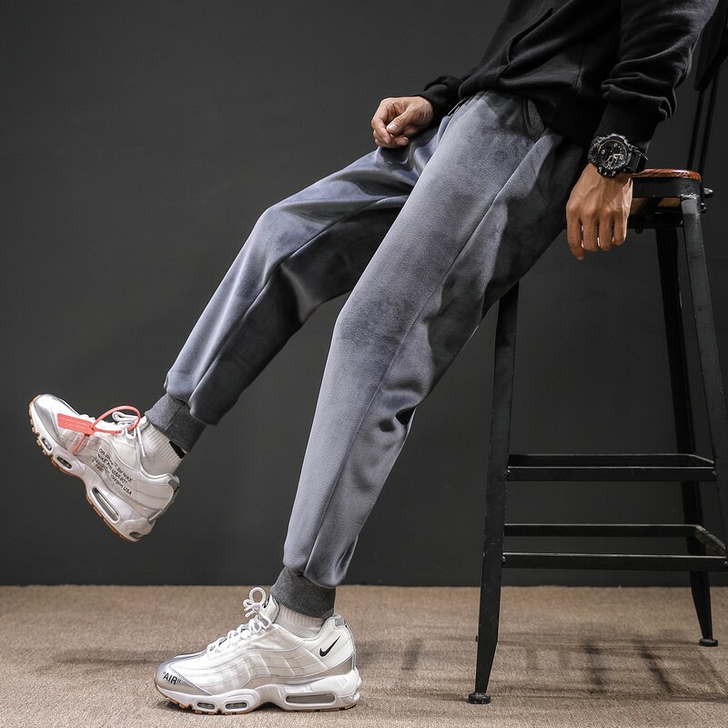 Winter Warm Fleece Jogging Broek Mannen Casual Slim Fit Broek Dikker Lam Fluwelen Joggingbroek Mannelijke Streetwear