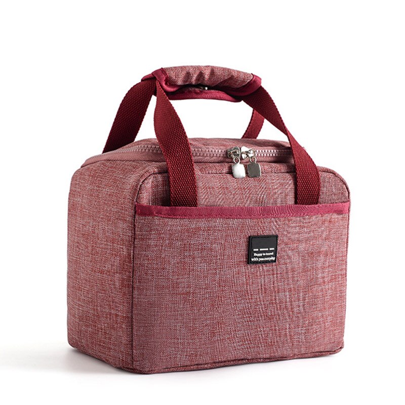 Aosbos-Bolso térmico bolsos para la comida para mujer y niño, Enfriador de Picnic a la , fiambrera con aislamiento, bolsas de mano para comida de viaje: Red wine