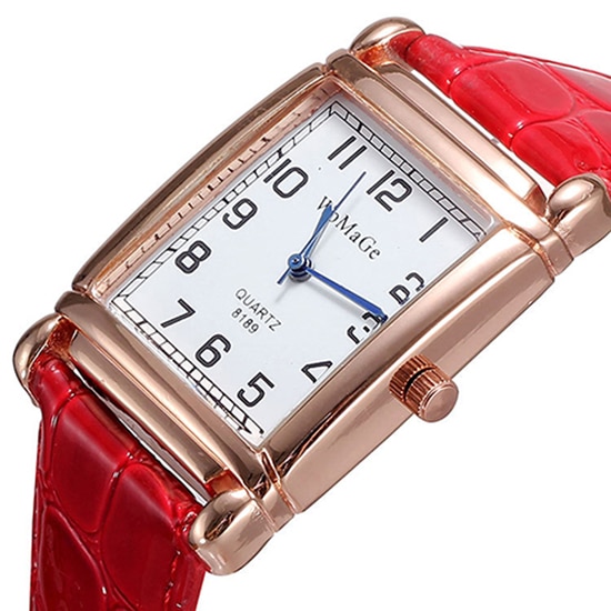 Unisex simple ur mænd kvinder imiteret læder bånd firkantet skive quartz analog casual armbåndsure часы мужские reloj