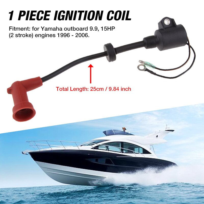 Boot Bobine Marine Buitenboordmotor Ontsteking Legering Coil Assy Voor 9.9/15HP 2-Takt Yamaha 1996- 2006 Boot Accessoires Marine