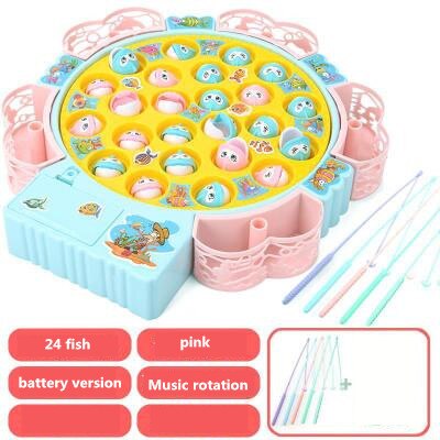 Kids Fishing Toys Electric Rotating Fishing Play Game Musical Fish Plate Set Magnetic Outdoor Sports Toys for Children: 5