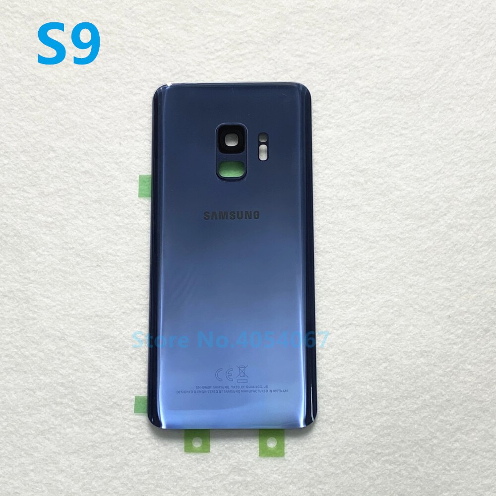 For Samsung Galaxy S9 Plus G965 S9 G960 Battery Back Cover Door Housing Replacement Repair Parts + ear Camera Glass Lens Frame: S9 blue